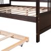 Full Size Daybed Wood Bed with Twin Size Trundle; Espresso