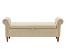 Beige Multifunctional Storage Rectangular Sofa Stool
