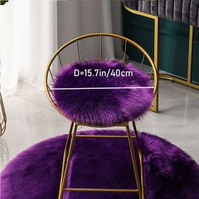 1pc Round Faux Fur Sheepskin Rugs; Fluffy Living Room Carpet; Bedroom Floor Mat; Fluffy Round Rug For Seat Cover; Photographing Background Of Jeweller (Color: Purple, size: 15.7*15.7"/40*40cm)