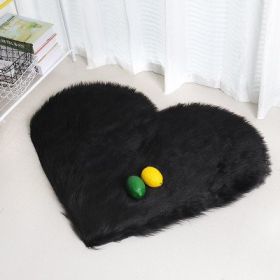 6cm Plush Carpet Fuzzy Wool Floor Mat Multicolor Heart Soft Fluffy Cozy Living Room Bedroom Aldult Child Boy Girl Fashion Lovely (Color: BLACK, size: 60cm x 60cm)