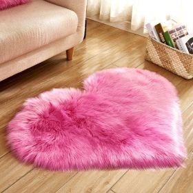 6cm Plush Carpet Fuzzy Wool Floor Mat Multicolor Heart Soft Fluffy Cozy Living Room Bedroom Aldult Child Boy Girl Fashion Lovely (Color: Dark pink, size: 50cm x 65cm)