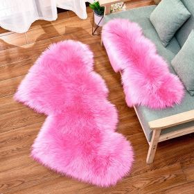 Long Plush Carpet Fuzzy Wool Floor Mat Multicolor Double Heart Soft Fluffy Living Room Bedroom Aldult Child Boy Girl Fashion Lovely (Color: Dark pink, size: 35CM x 75CM)