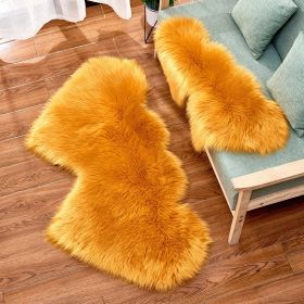 Long Plush Carpet Fuzzy Wool Floor Mat Multicolor Double Heart Soft Fluffy Living Room Bedroom Aldult Child Boy Girl Fashion Lovely (Color: Yellow brown, size: 60CM x 120CM)