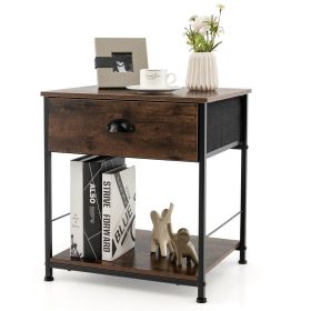 Bedroom Living Room 2-tier Nightstand Bedside End Sofa Coffee Table (Color: BROWN, Type: Style A)