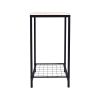 2-Tier End Table;  Industrial Side Table Nightstand with Durable Metal Frame;  Coffee Table with Mesh Shelves for Living Room;  Oak Finish