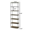 6-Shelf Gold Metal Frame Bookcase;  White