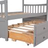 Twin size Wooden House Bed with Trundle and 3 Storage Drawers
