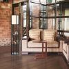 Floor Lamp Etagere Organizer Storage Shelf with Linen Shade