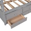 Twin size Wooden House Bed with Trundle and 3 Storage Drawers