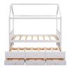 Twin size Wooden House Bed with Trundle and 3 Storage Drawers