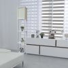 Floor Lamp Etagere Organizer Storage Shelf with Linen Shade