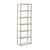 6-Shelf Gold Metal Frame Bookcase;  White