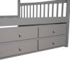 Full size Wooden House Bed with Trundle and 3 Storage Drawers
