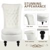 Royal Velvet High Back Armless Chair;  Retro Elegant Luxury Throne Chair;  Upholstered Tufted Accent Seat w/Storage for Dressing Room;  Living Room;