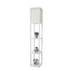 Floor Lamp Etagere Organizer Storage Shelf with Linen Shade