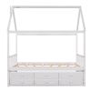 Full size Wooden House Bed with Trundle and 3 Storage Drawers