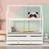 Full size Wooden House Bed with Trundle and 3 Storage Drawers