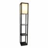 Floor Lamp Etagere Organizer Storage Shelf with Linen Shade
