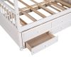 Full size Wooden House Bed with Trundle and 3 Storage Drawers