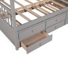 Full size Wooden House Bed with Trundle and 3 Storage Drawers