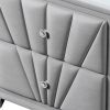 Contemporary Velvet Upholstered Glass Top Nightstand End table with Two Drawers Gray Solid Wood
